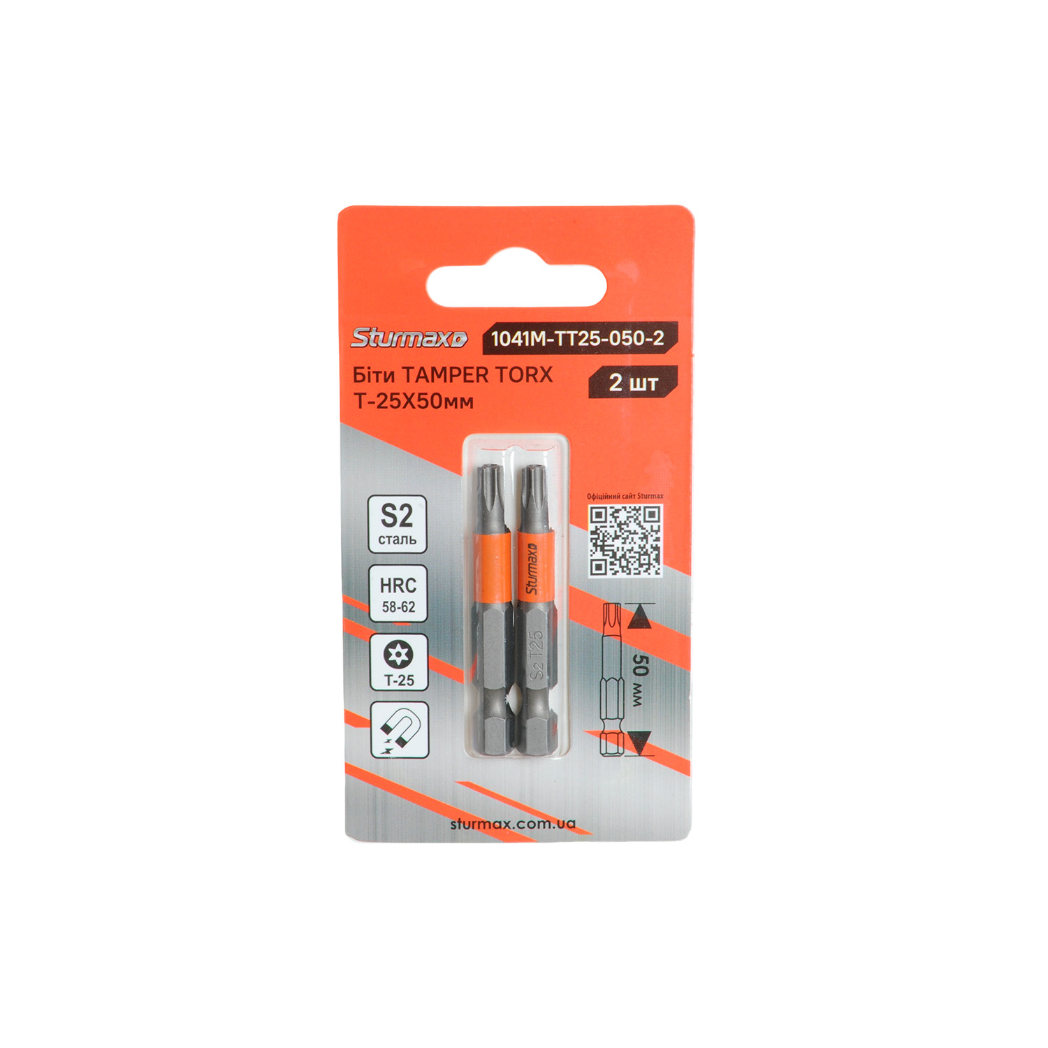 1041M-TT25-050-2 Біти T-25×50 mm Sturmax 1041M-TT25-050-2 Tamper, S2, 2шт
