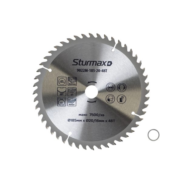 Sturmax 9022M-185-20-48T Диск пильний 185х20/16 мм 48 зубів по дереву