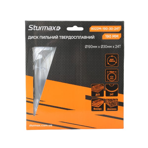 Sturmax 9022M-190-30-24T Диск пильний 190х30 мм 24 зуба по дереву