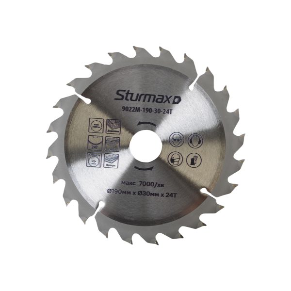 Sturmax 9022M-190-30-24T Диск пильний 190х30 мм 24 зуба по дереву