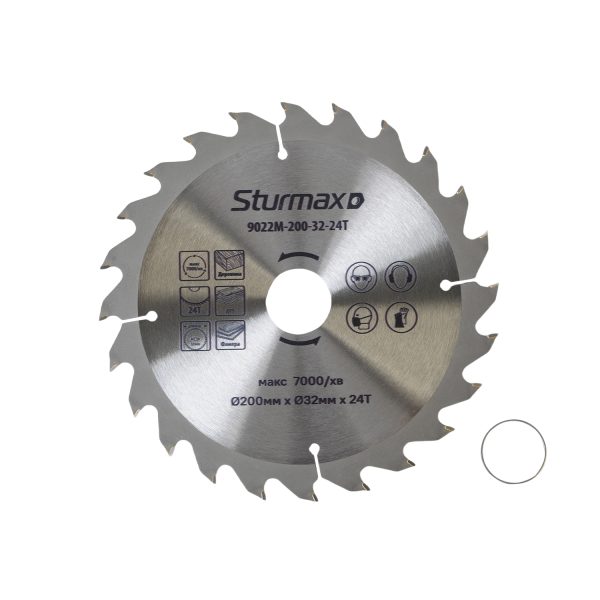 Sturmax 9022M-200-32-24T Диск пильний 200х32/30 мм 24 зуба по дереву