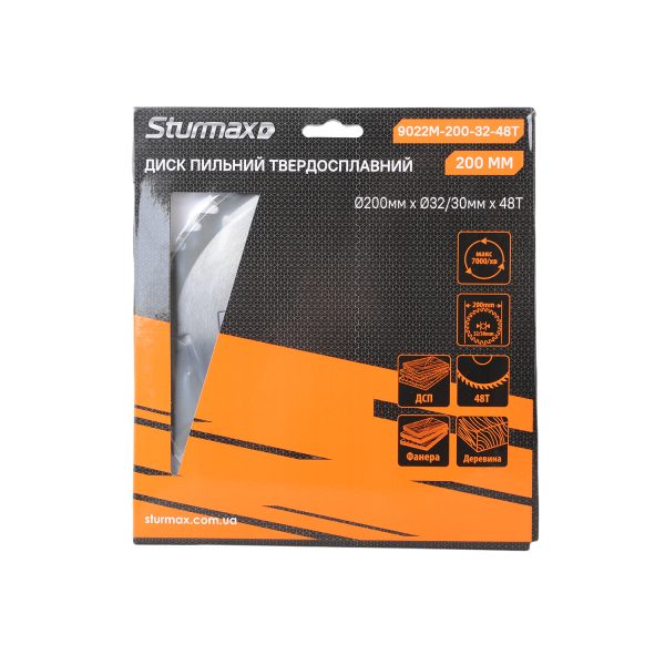 Sturmax 9022M-200-32-48T Диск пильний 200х32/30 мм 48 зубів по дереву