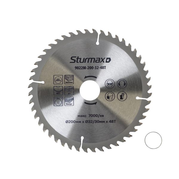 Sturmax 9022M-200-32-48T Диск пильний 200х32/30 мм 48 зубів по дереву