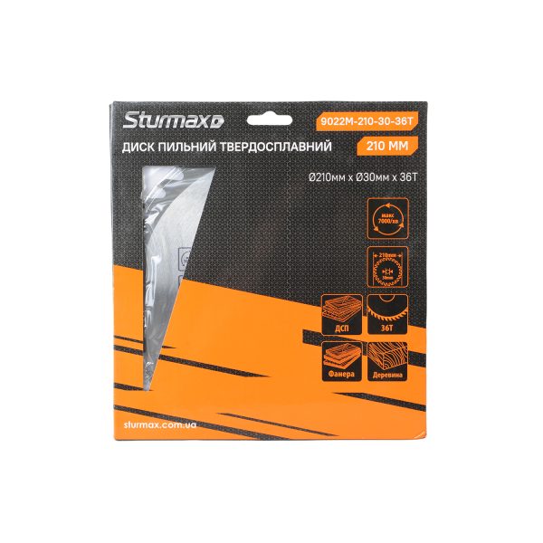 Sturmax 9022M-210-30-36T Диск пильний 210х30 мм 36 зубів по дереву