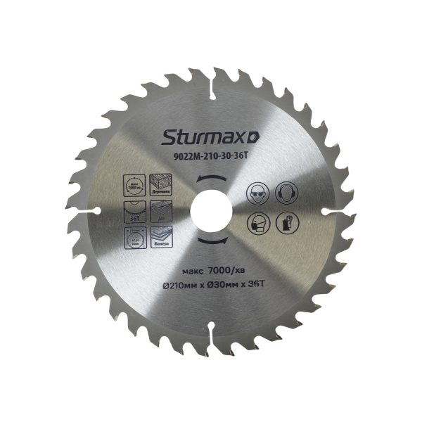 Sturmax 9022M-210-30-36T Диск пильний 210х30 мм 36 зубів по дереву