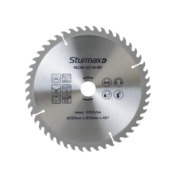 Sturmax 9022M-255-30-48T Диск пильний 255х30 мм 48 зубів по дереву