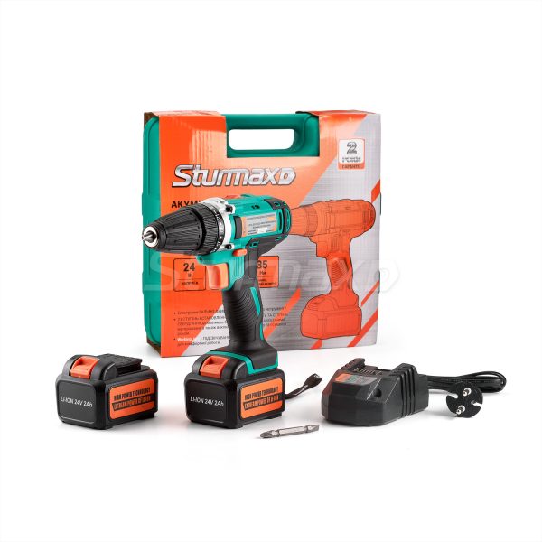 Sturmax CDM3224LB Шурупокрут акумуляторний 24В, 2,0 Аг, 2 акум