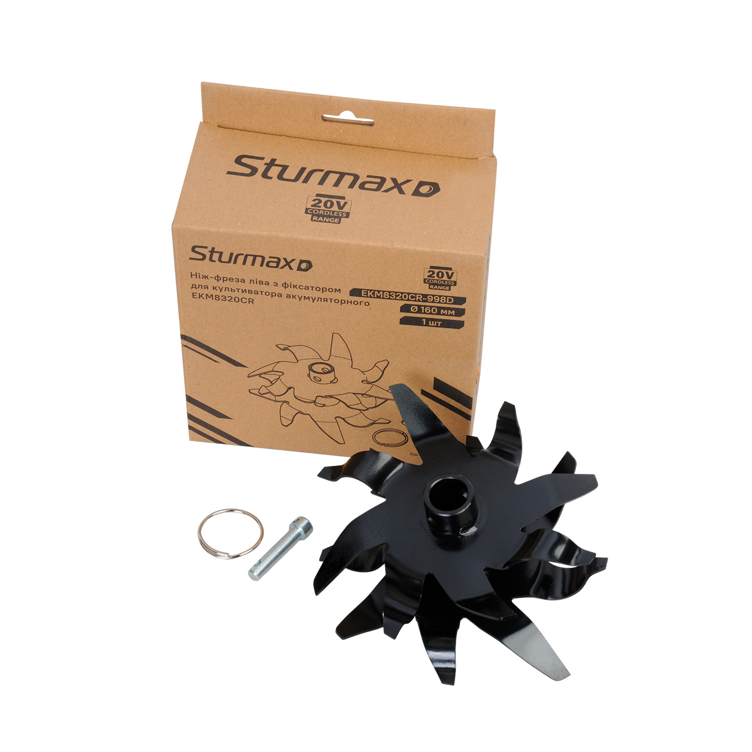EKM8320CR-998D_1 Sturmax EKM8320CR-998D Ніж-фреза ліва з фіксатором 160 мм діаметр для культиватора акум. EKM8320CR